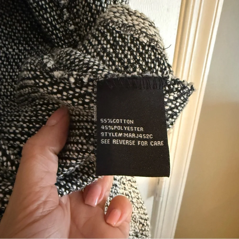 BNCI by Blanc Noir Drape Front Gray Tweed Zip Sweater Jacket Size Large MARJ452C